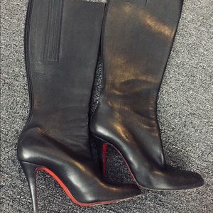 Christian Louboutin Black Tall Boots, Size 7